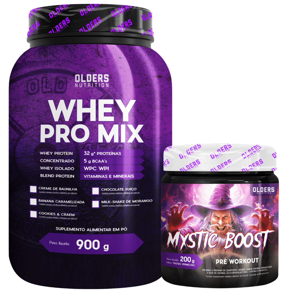 Olders Nutrition Mix Whey Protein 900g + Pré treino 200g Sabor Frutas Vermelhas - Pronta Entrega