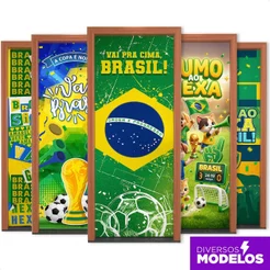Capa de Porta Futebol Decorativa Brasil 2,10x0,80m Sublimado Em Tecido