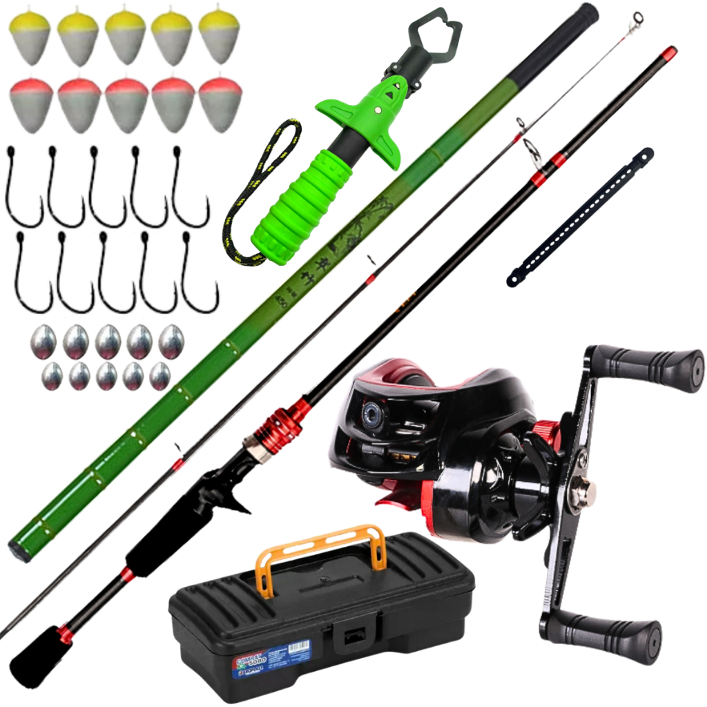 Carretilha De Pesca Anti Cabeleira Drag 10kg Vara Mão 3,60 Anzol Kit Pescaria Traira Isca Artificial