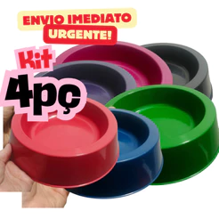 Kit 4 Comedouro ou Bebedouro Cores Aleatórias 1 litro com 22 cm redondo
