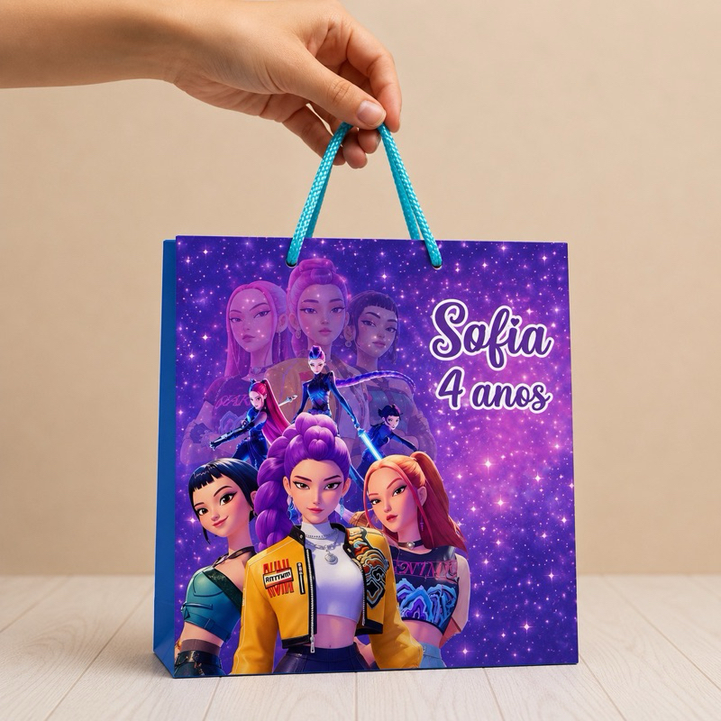 Sacolinha P & M guerreira do K-pop Personalizados /Lembrancinha de Festa /Aniversário