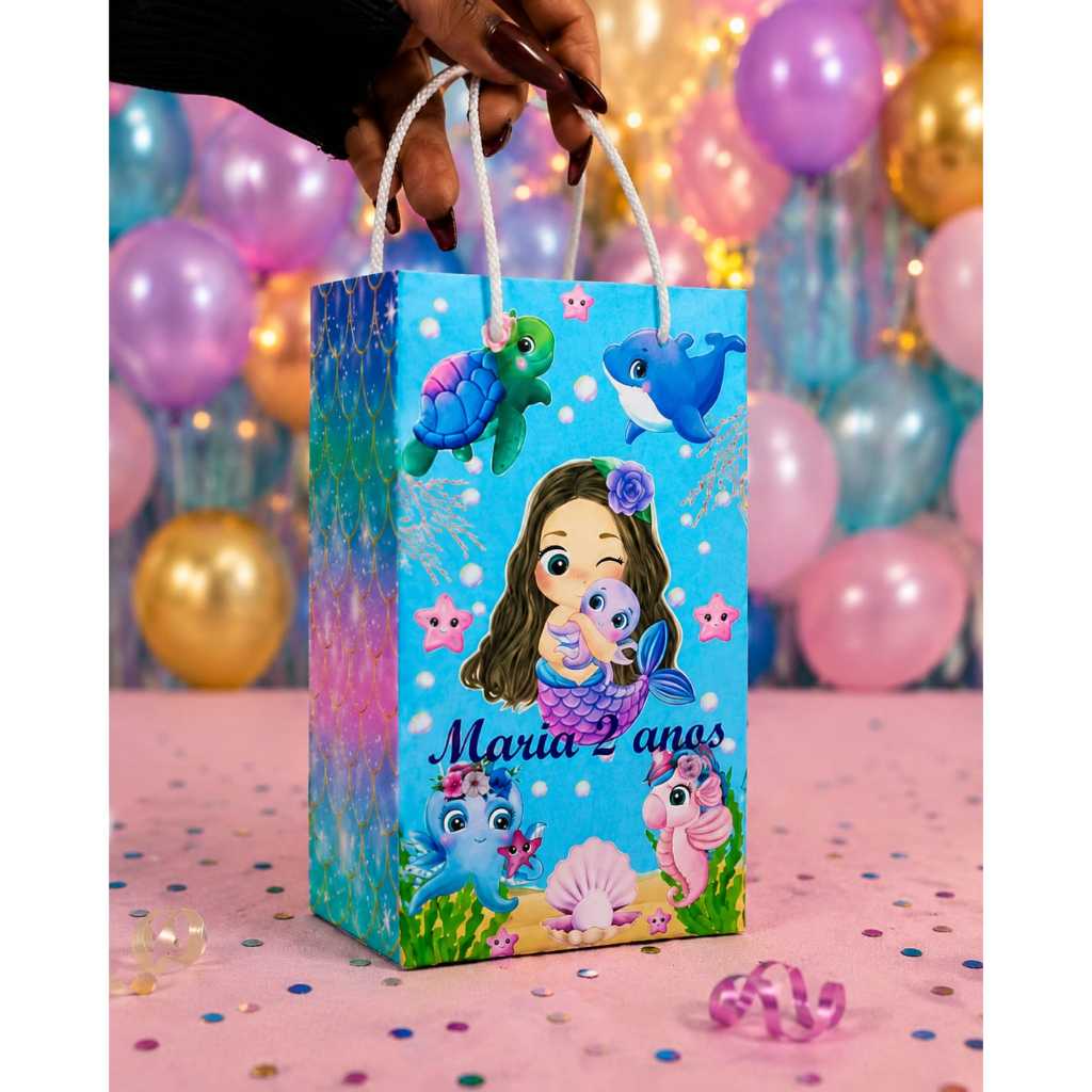 Sacolinha Surpresa Personalizada bolofofo rosa| Qualquer Tema | Lembrancinha com nome e idade
