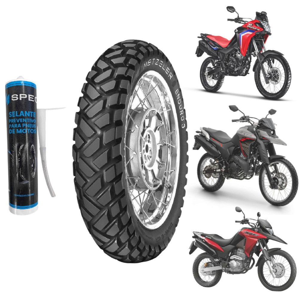 PNEU TRASEIRO 120/80-18 62S METZELER ENDURO 3 USO COM CAMARA + SELANTE TAMPA FURO SPEC ENDURO 3 SAHARA Xre300 Xtz 250