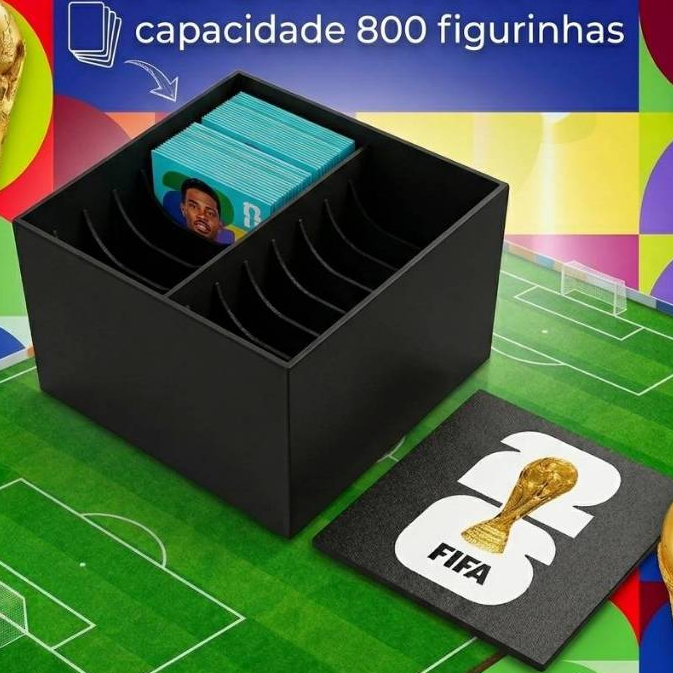 Caixa p/800 Figurinhas Organizadora Copa do Mundo Porta Figurinhas Grande com Divisórias Organização