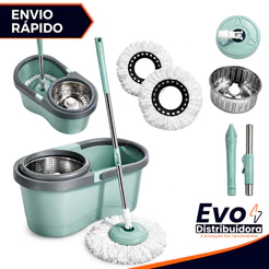 Mop Esfregão Profissional Giratório 360° Inox Balde 13 Litros