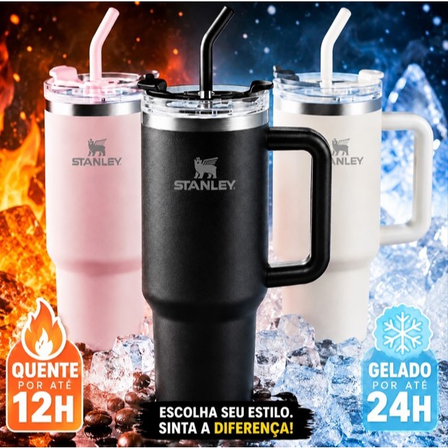 ROMANTIC CROWN Copo Térmico Inox Portátil 600/1200ML com Tampa e Canudo