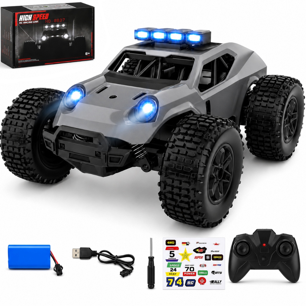 Carro Controle Remoto Speed Até 15km/h 4x4 Off-road Veloz Crawler Luzes LED Reca