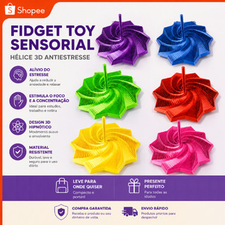 FIDGET TOY 3D SENSORIAL ROTATIVO ANTI STRESS BRINQUEDO TERAPEUTICO - TEA E HIPERFOCO