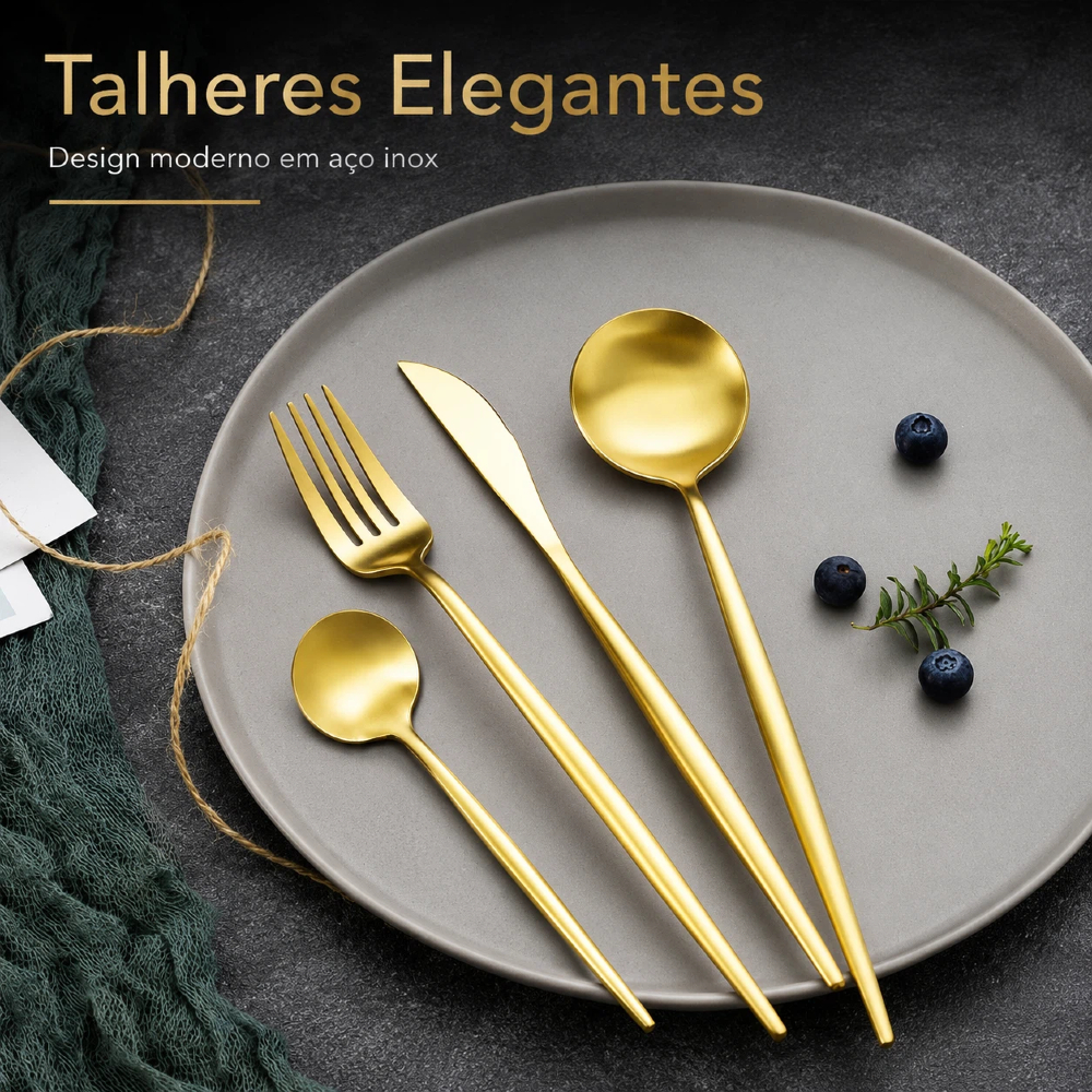 24 peças Jogo Talheres Inox Slim faqueiro Em Aço para cozinha utensílios domésticos · foto 2
