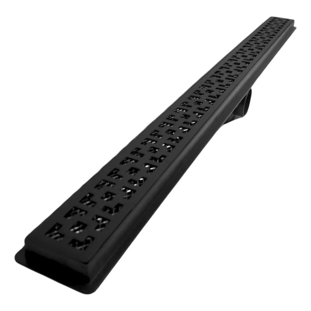 Ralo 5x80 Linear Dubai Grelha Preta com Tela Alumínio