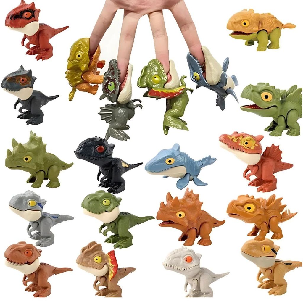 Kit 10 Dinossauro De Dedo De Mordida Modelo De Brinquedo Móvel De Simulação Comum Jurassic Park