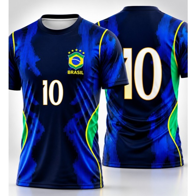 Kit Conjunto Infantil do Brasil CAMISA Camiseta Bermuda Unissex Copa do Mundo Futebol
