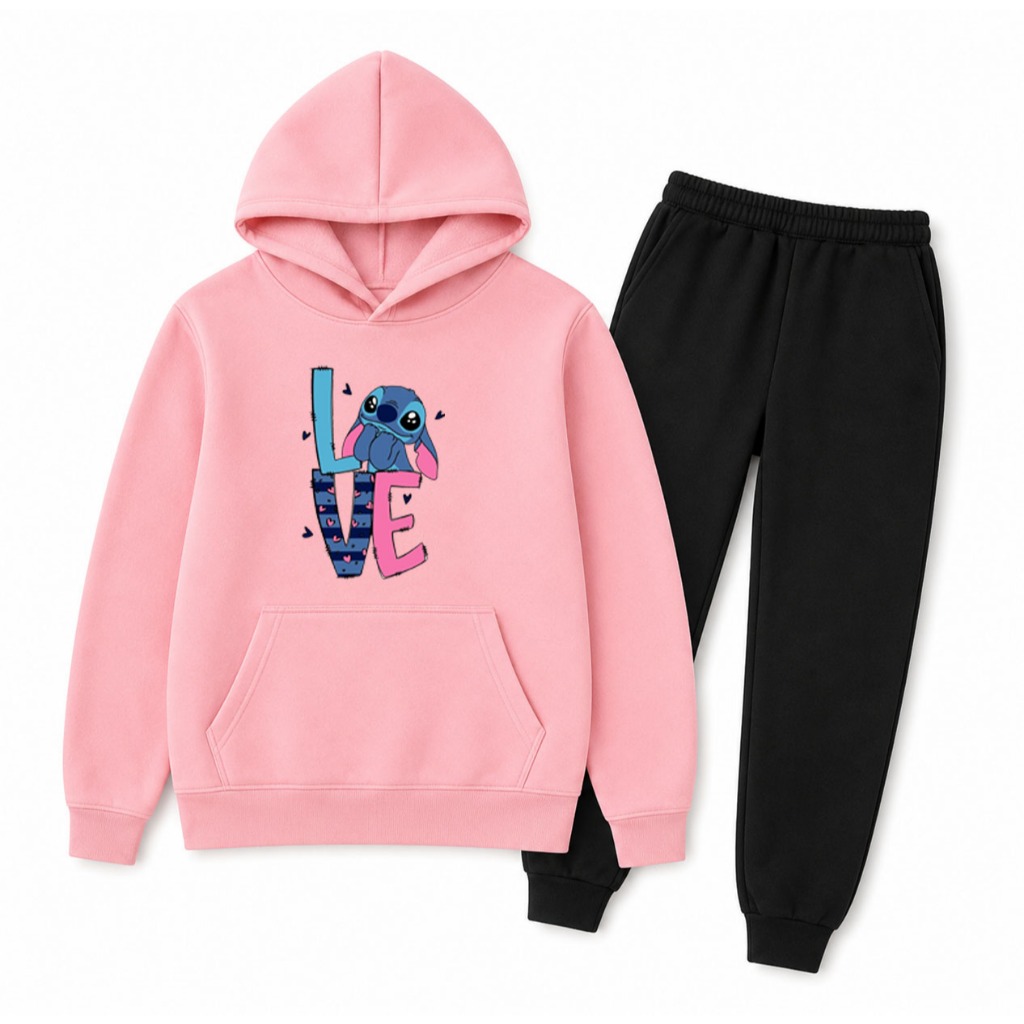 Conjunto Blusa Moletom Infantil Feminina Love Kids Pink 2026 Confortável