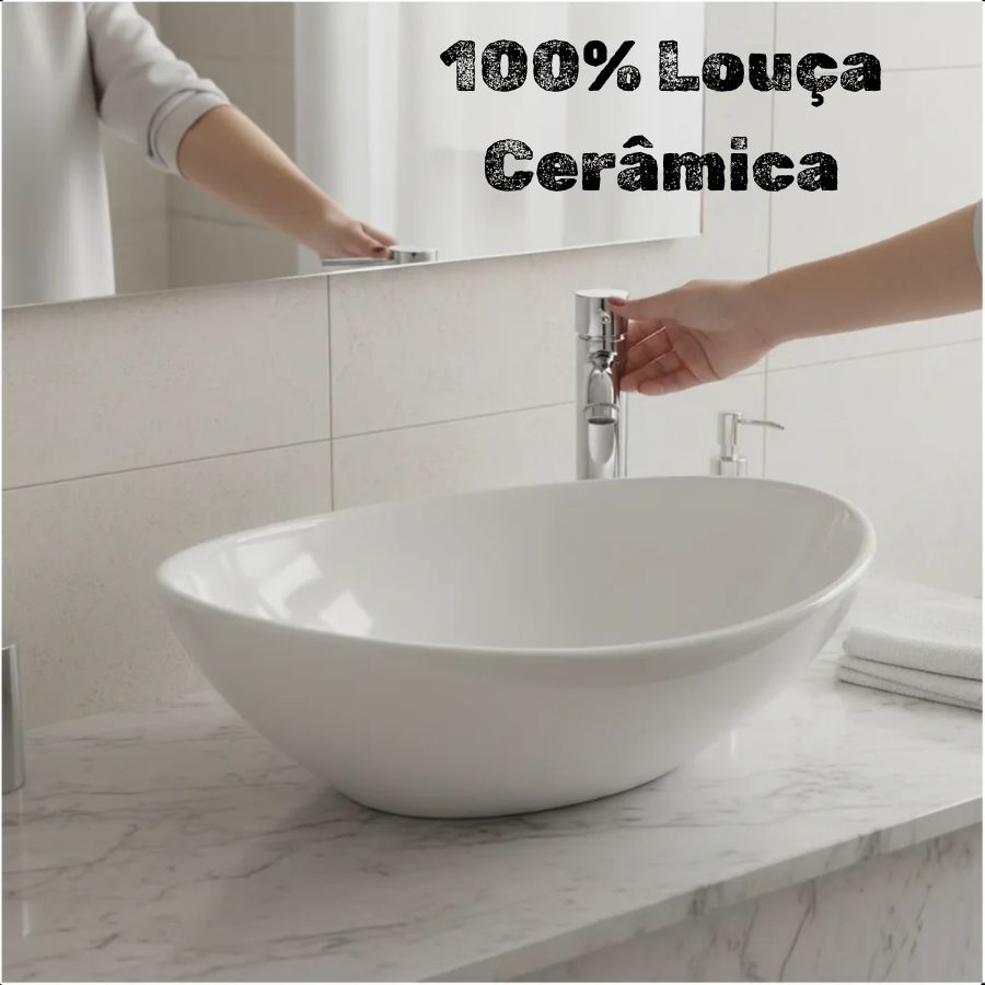 Cuba Apoio Branca Brilhante CANOA IND (Peq Def)  p/ Banheiro Lavabo 41,5x33,7x14,6cm - 100% LOUÇA
