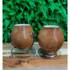 Cuia Chimarrão Coquinho Uruguaia Porongo com Pé ou Suporte Inox