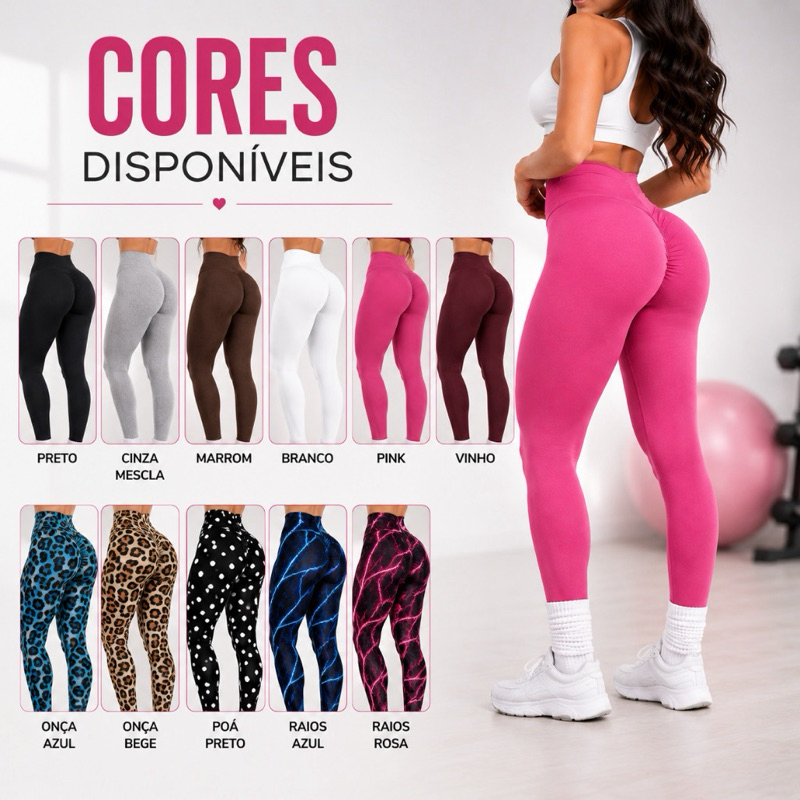 Calça Legging Feminina Academia Esportiva Fitness Cintura Alta Levanta Bumbum Zero Transparência