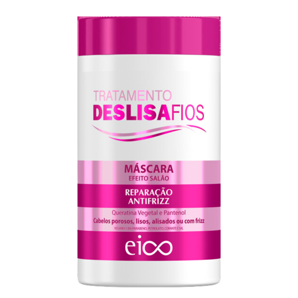 Eico Máscara Tratamento Creme Hidratação Deslisa Fios 1kg Redução Volume Brilho Extremo Antifrizz