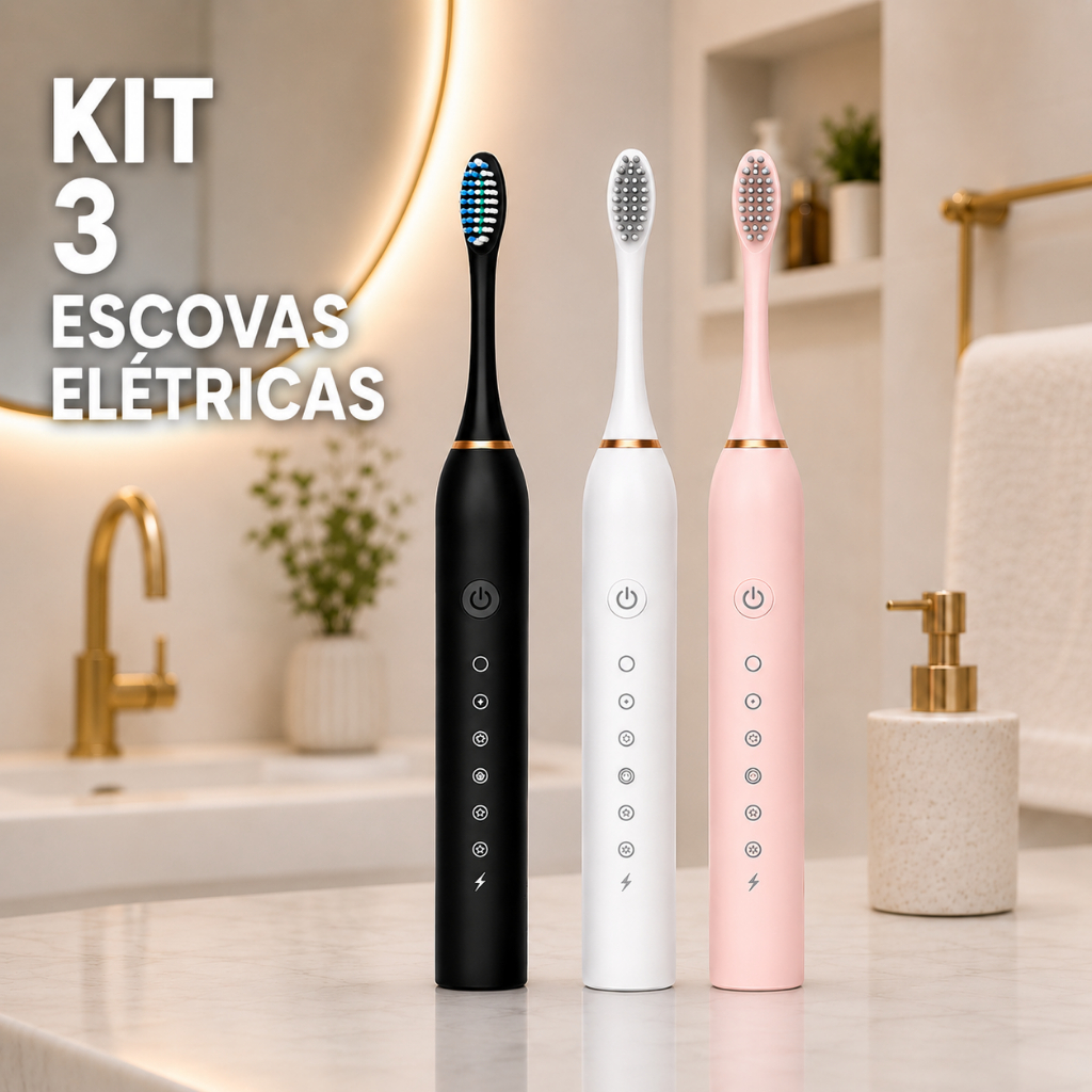 Escova de Dente Elétrica + 4 Refis
