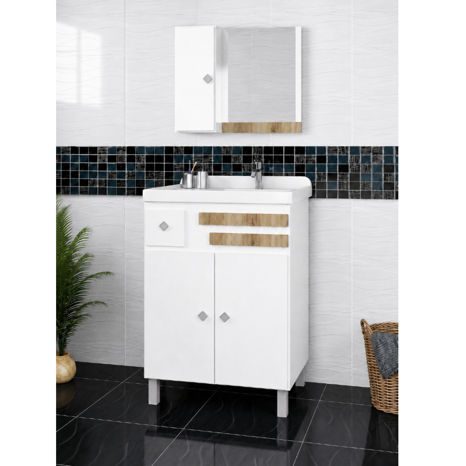 Conjunto para Banheiro 3 Portas 1 Gaveta Mônaco Móveis Sander