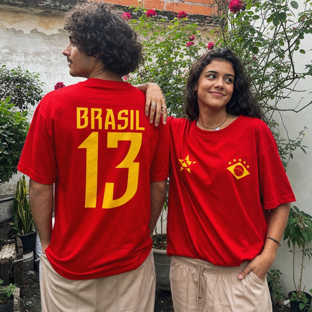 Camisa Camiseta Brasil 13 Comunista Unissex em Algodão Premium Edição Copa do Mundo 2026