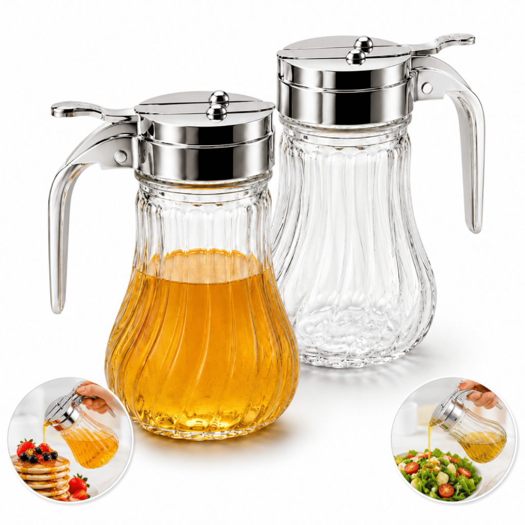 Meleira Dispenser Multiuso em Vidro com Dosador Pote para Mel e Molhos 210ml