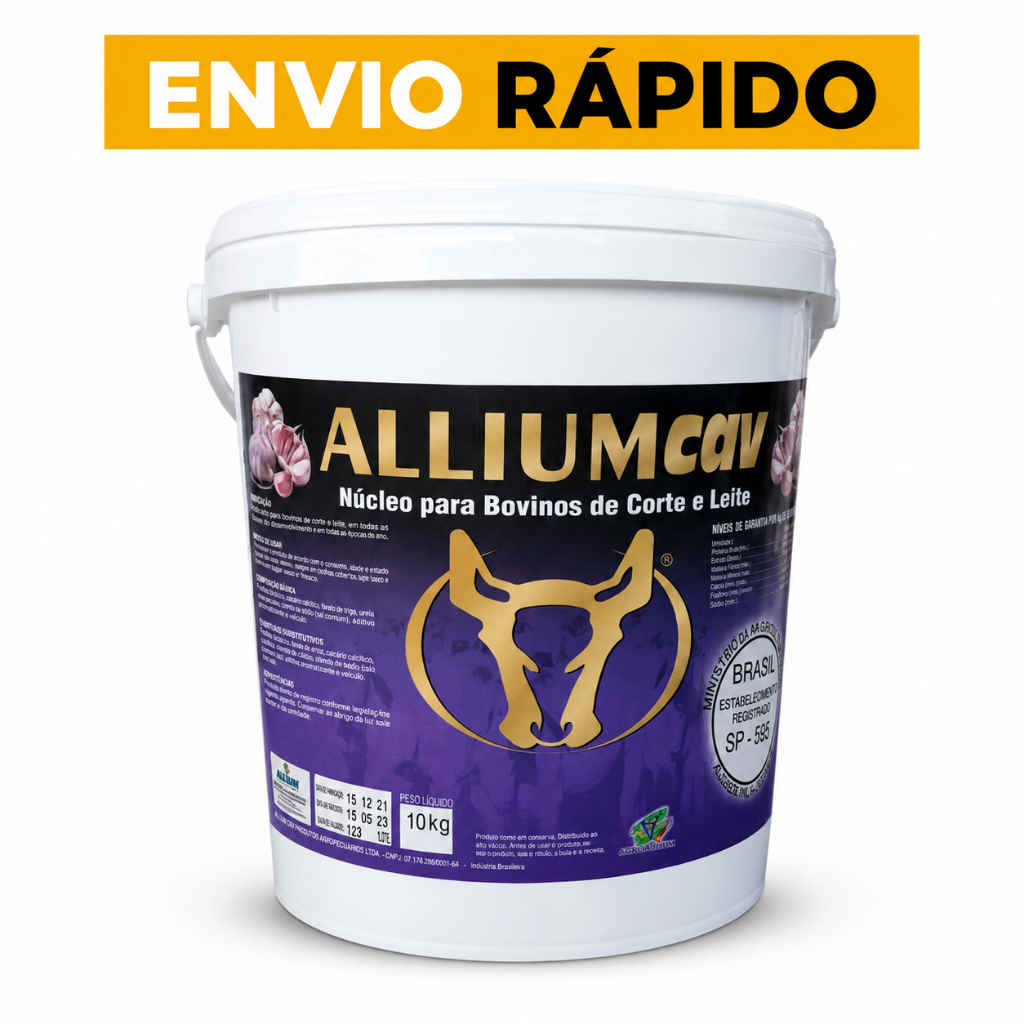 ALLIUMCAV Núcleo Mineral 10kg Elimine Mosca do Chifre e Vermes do seu Rebanho Bovinos Corte e Leite