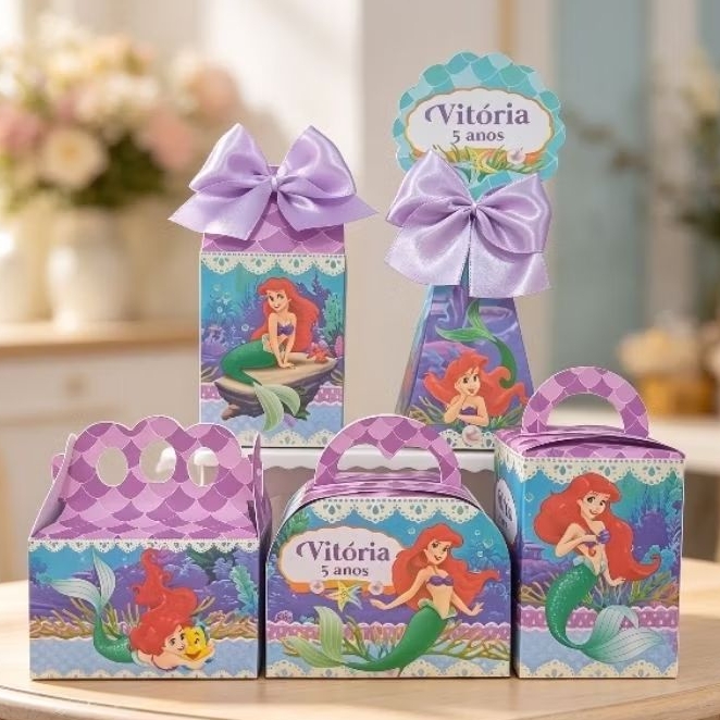 PEGUE E MONTE - Kit Festa Personalizados A PEQUENA SEREIA | Caixinhas Lembrancinhas para festas PRINCESA ARIEL