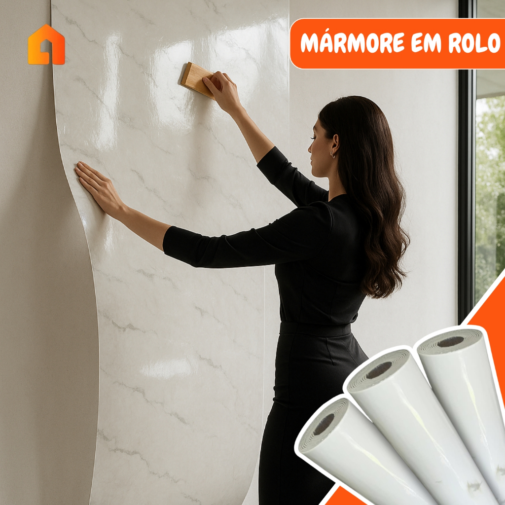 Rolo Mármore Adesivo 2,70m x 60cm Autocolante 3d Lavável Impermeável Revestimento Parede