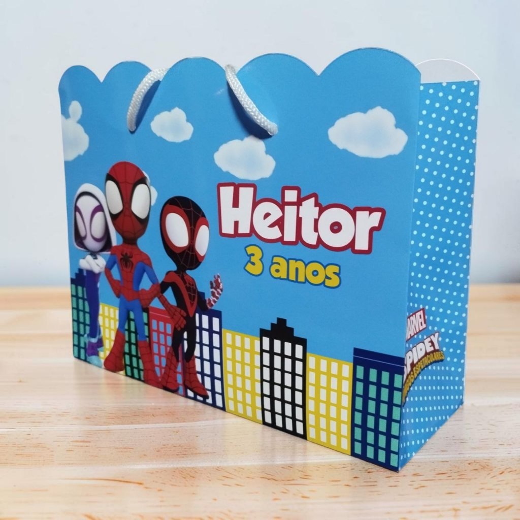 Sacolinha Personalizada Festa Infantil 20x15cm Nuvem Pegue e Monte Lembrancinha SPIDEY E SEUS AMIGOS