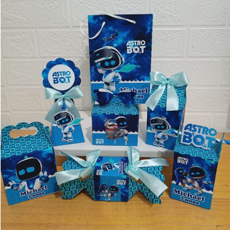 kit festa personalizados lembrançinhas festa infantil tema astro bot / ASTROBOT robo video game aniversario criança