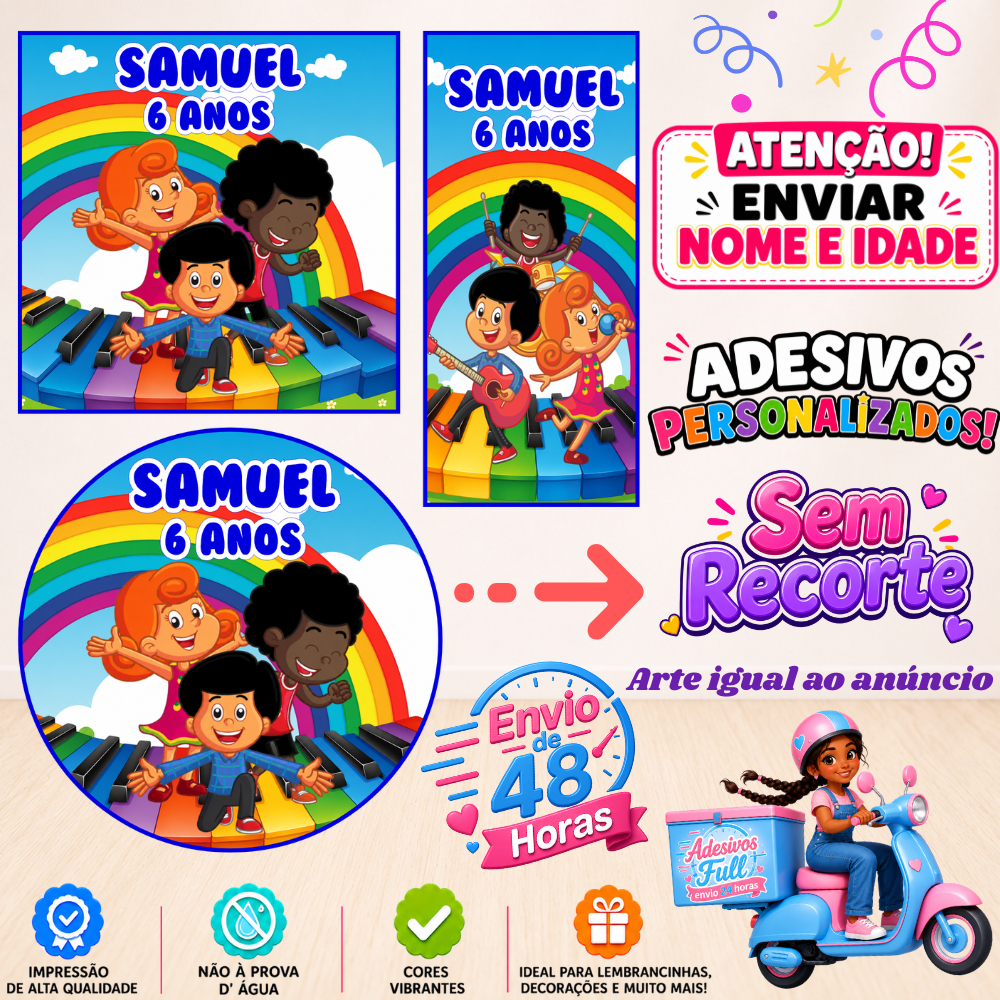 Três Palavrinhas Azul - 100/60/40 Adesivos Personalizados Lembrancinhas Festa Aniversário
