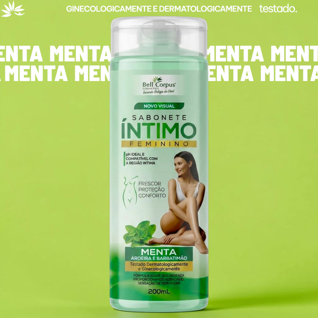 Sabonete Íntimo  Líquido Feminino 200ml Frescor para Região Íntima Menta Bellcorpus Cosméticos