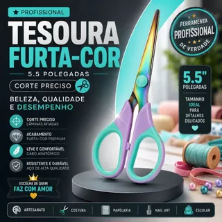 Tesoura Profissional Furta-Cor 5.5 Polegadas Corte Afiado Para Artesanato, Papelaria e Costura - CH