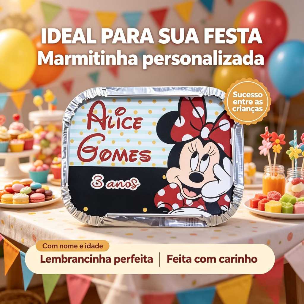 Marmitas Personalizadas Minnie Vermelha e preto - lembrancinha- caixinhas personalizadas - festa infantil - Kit festa