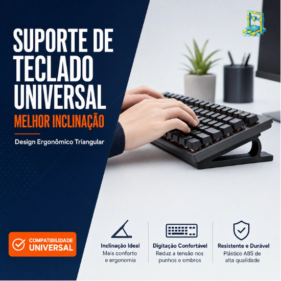 Suporte Teclado Universal Ergonômico Inclinação Ajustável Preto Branco Kit 2 Peças