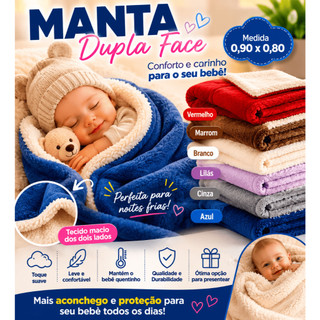 Manta Bebê Dupla Face Sherpa Plush 90x80cm Macia Quentinha Berço Carrinho