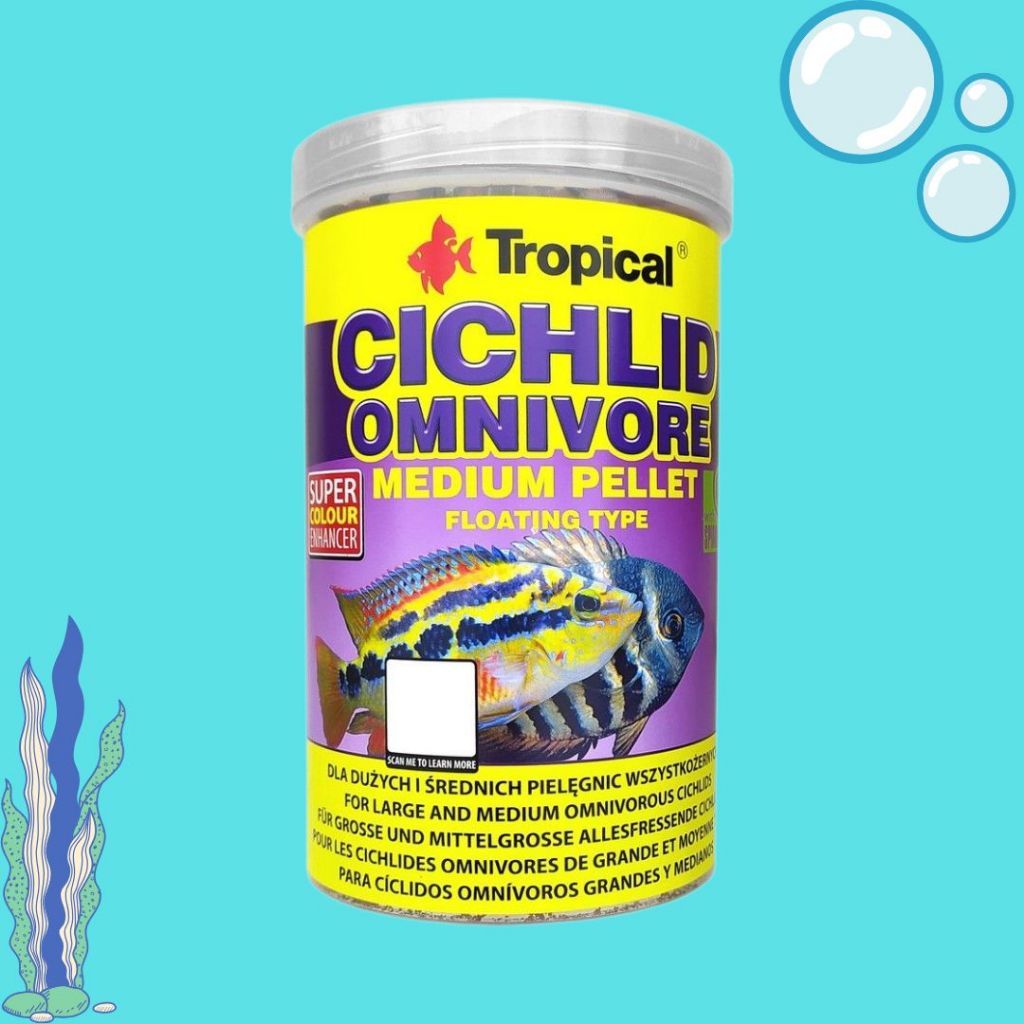 Ração Para Peixes Ciclídeos Onívoros Médios Pellet 360g - Tropical