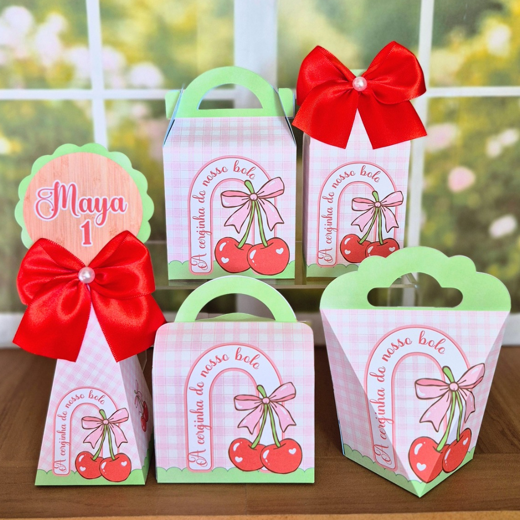 Kit Caixinhas Personalizadas Cerejinha/ Lembrancinhas de Aniversário Cerejinhas/ Aniversário Menina.
