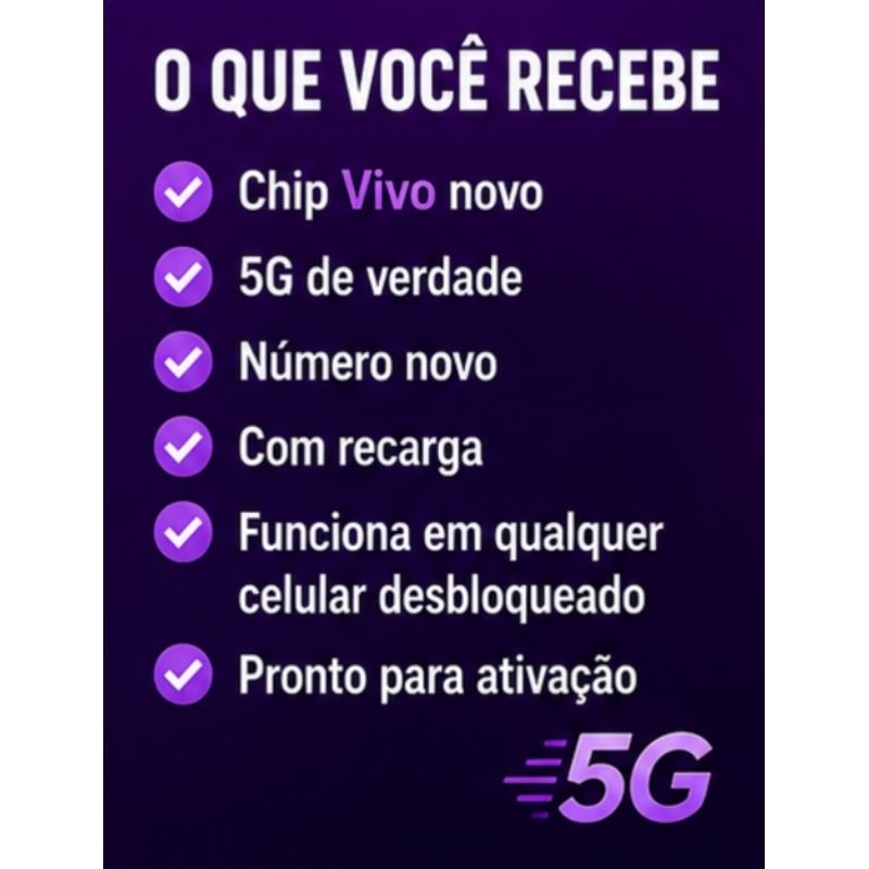 Chip Vivo 5G Com Recarga Inclusa | Pronto Para Ativar | Original — imagem 2 de 2