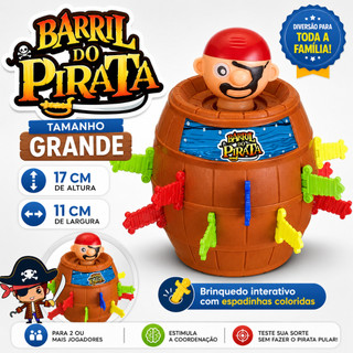 Barril Pirata Pula Pirata Brinquedo Infantil Educativo Espadas Medio Crianças Jogo de Mesa