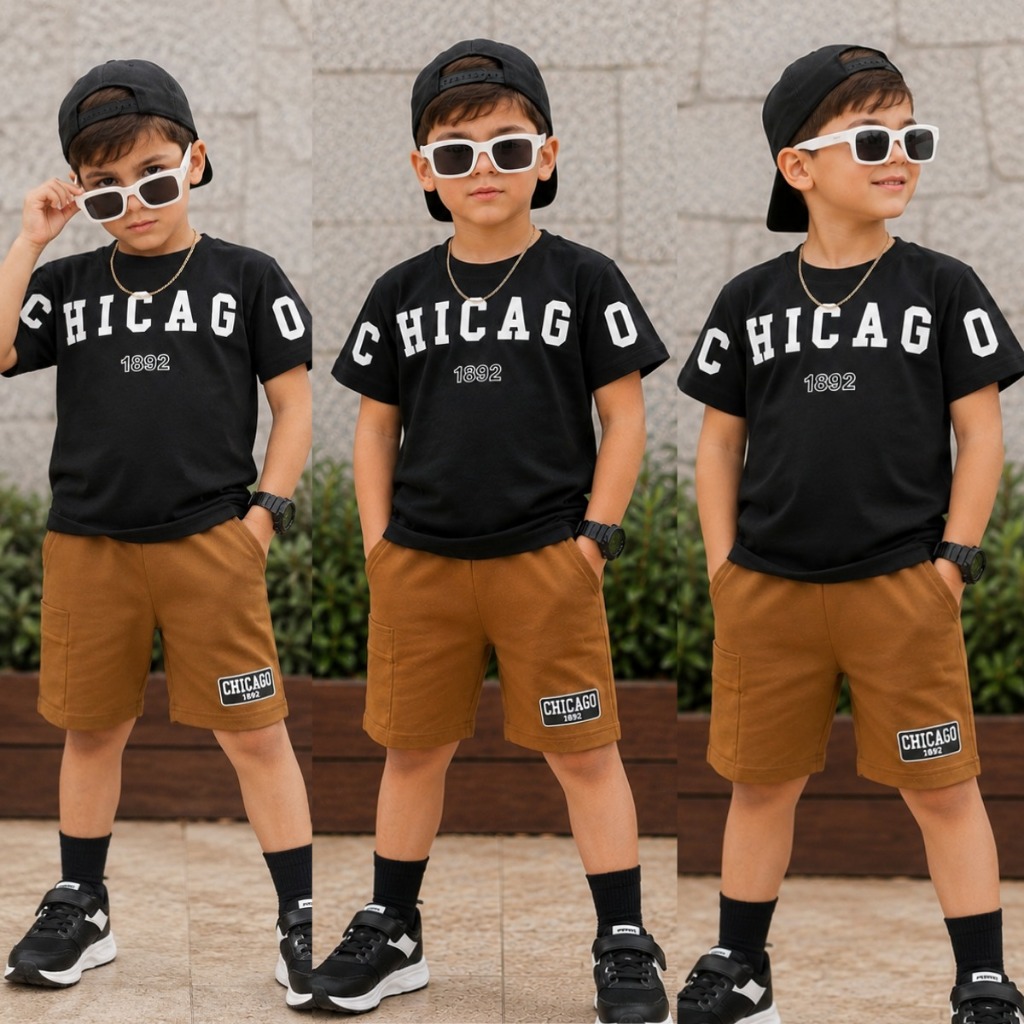 Conjunto Infantil Masculino - Camiseta Algodão e Bermuda Moletinho - Menino Roupa Infantil