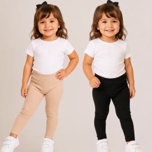 Kit 2 Calças Leggings Infantil Feminina Ribana Canelada Com Conforto e Flexibilidade - Moda Blogueirinha Tendência Tam 2