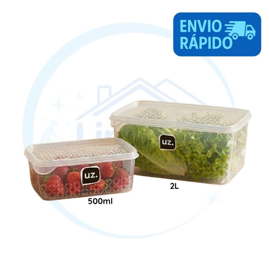 Kit 2 Potes Multiuso Transparente Uz Utilidades Ideal para Freezer Geladeira Mircoondas