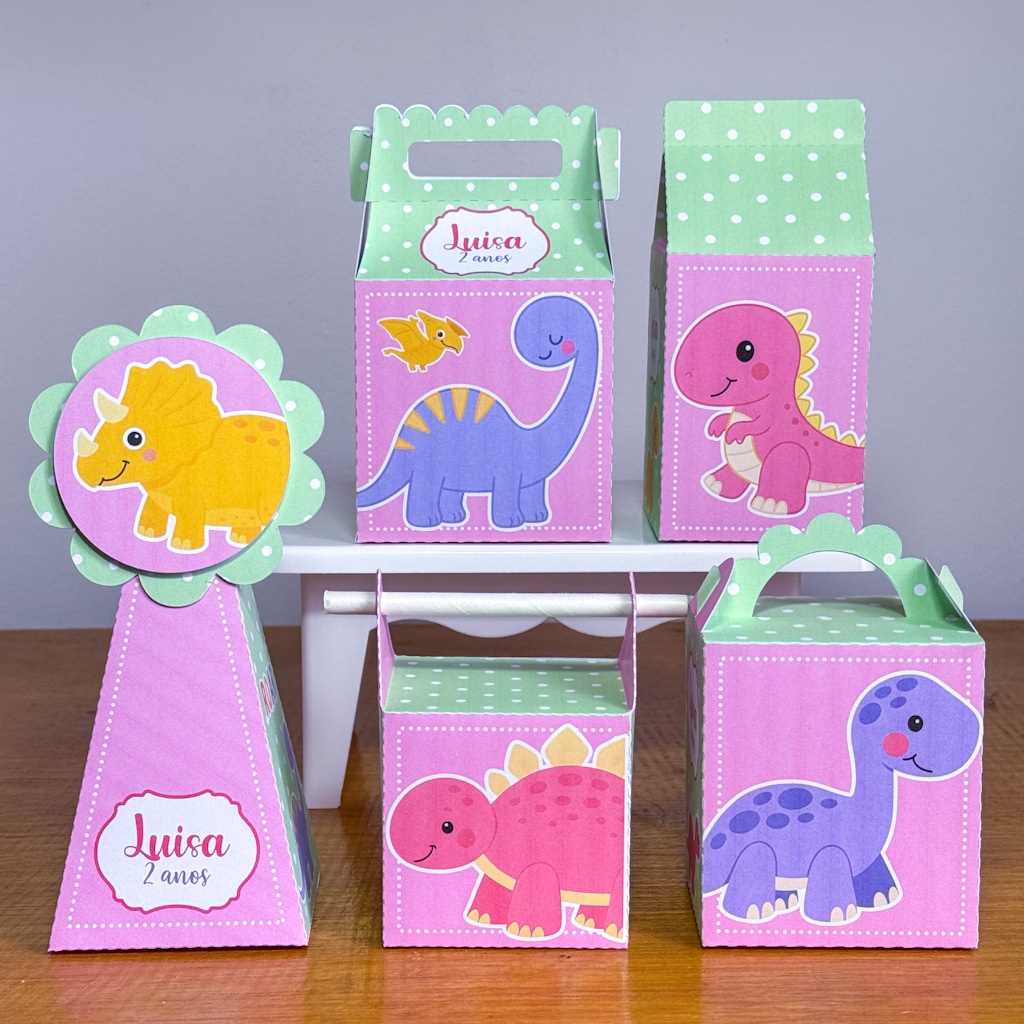 PEGUE MONTE KIT CAIXINHAS PERSONALIZADAS  DINOSSAURO MENINA LEMBRANCINHAS ,CAIXINHAS,INFANTIL,KIT FESTA ,ANIVERSÁRIO.