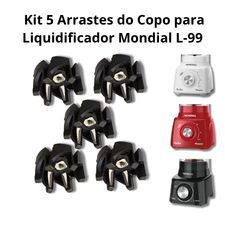 Kit 5 Arrastes para COPO de liquidificador  Mondial Turbo L99 / POWER 2 ANTIGO