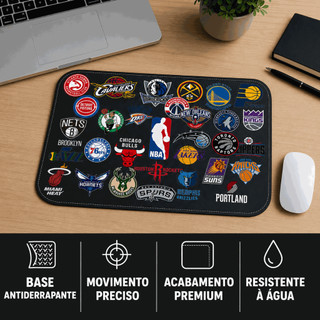 Mousepad 35x24 Personalizado NBA em Couro Sintético alta qualidade e costura reforçada