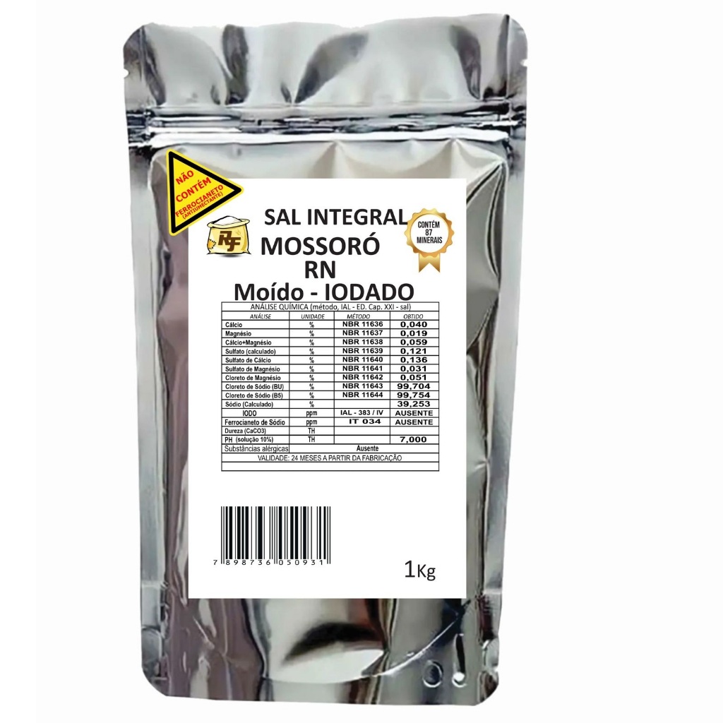 Sal integral de Mossoró - RN Moido iodado 1kg