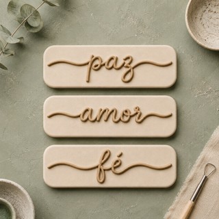 Kit 3 Carimbos Para Argila Cerâmica fria Frases Amor Fé Paz Artesanato Ceramista
