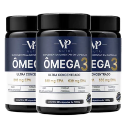Kit Com 3 Ômega 3 Ultra Concentrado 1000mg 60 Cápsulas Vp Nutri