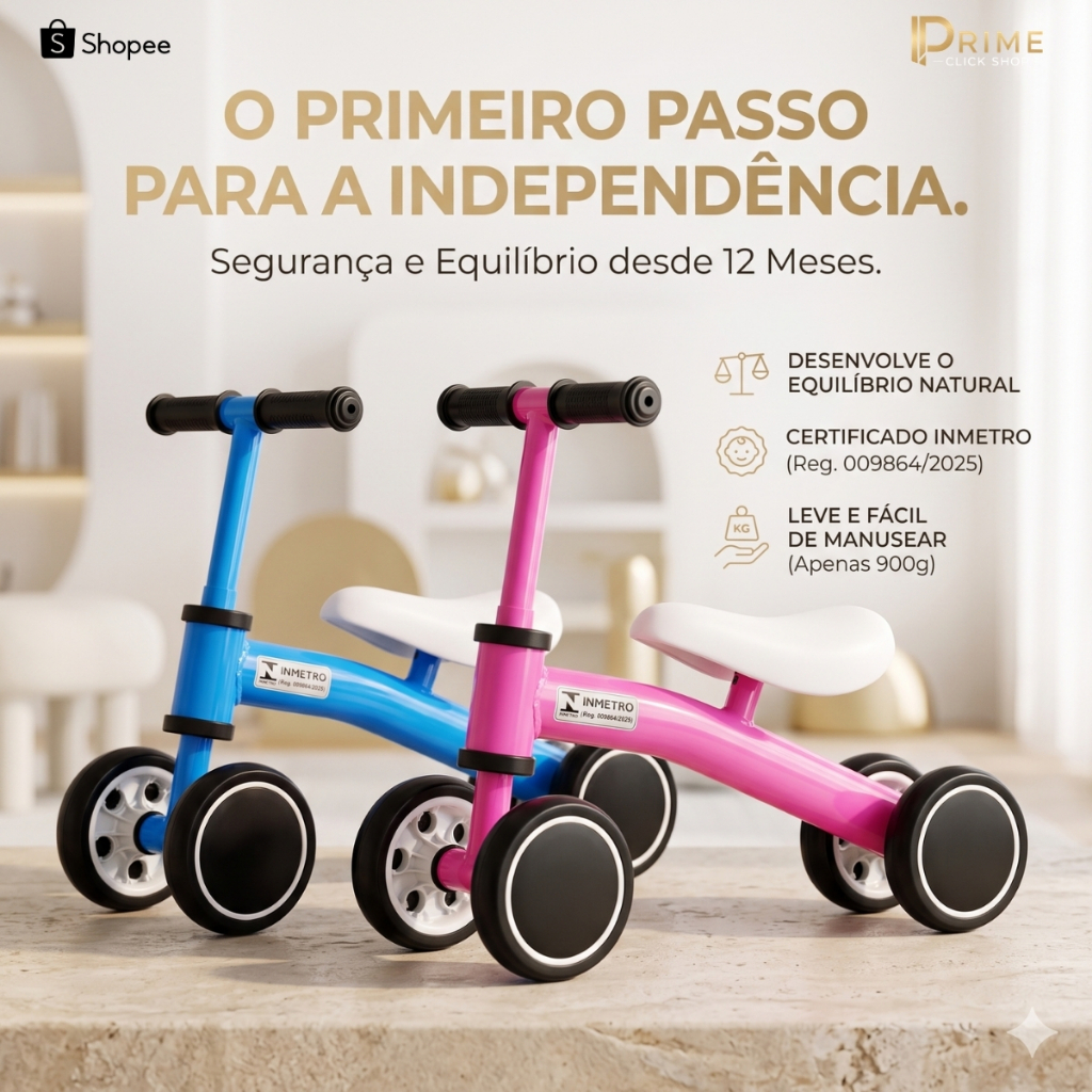 Bicicleta Infantil Equilibrio Sem Pedal Estimula Coordenacao Motor Crianca Rosa Azul Primeiros Passo